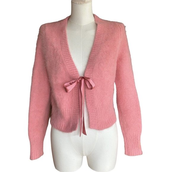 90's Yellow Wool Angora Blend Cardigan by Banana Republic